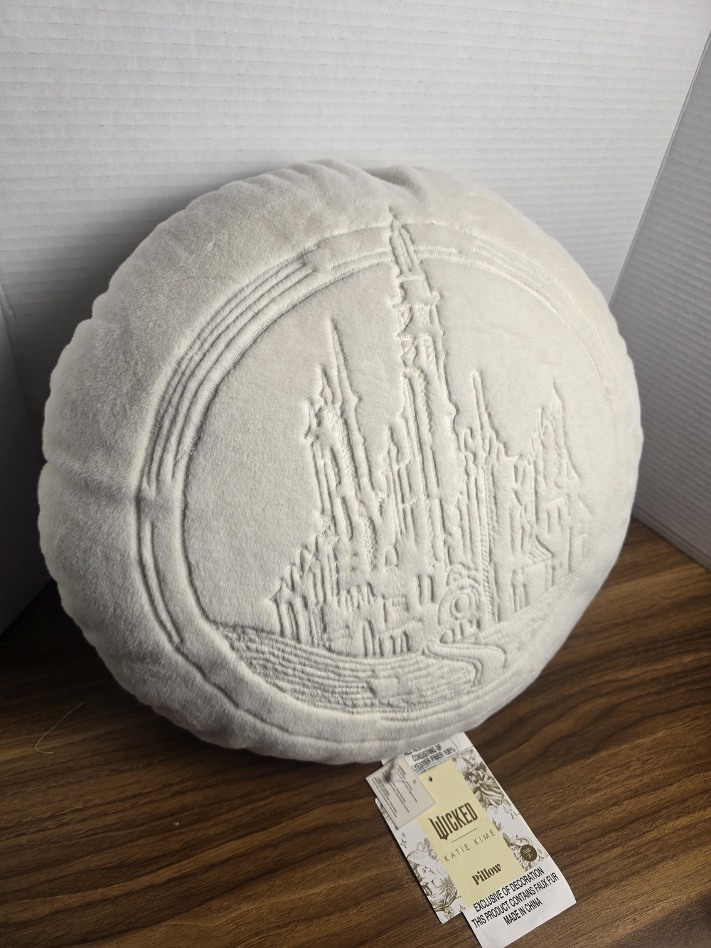 Wicked For Good Katie Kime Round Pillow Embroidered Glinda Castle in Ivory - Picture 3 of 8